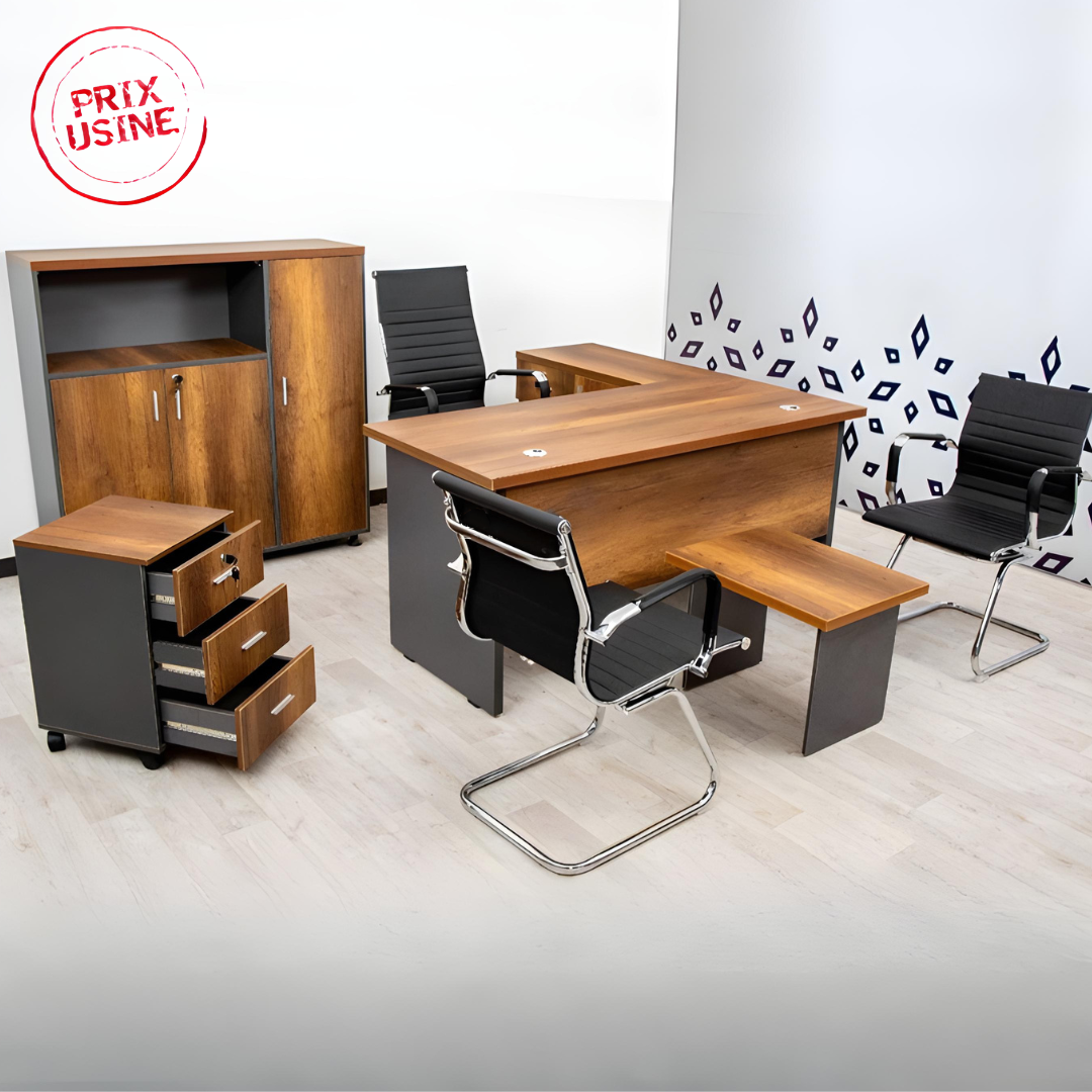 Pack bureau kios ( bureau 1.60 + table basse + caisson + armoire basse ) réf b3612