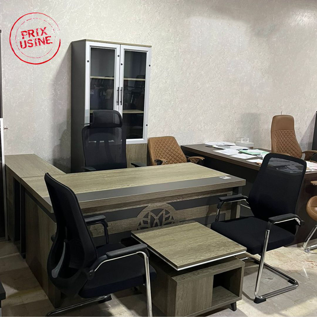 Pack bureau onomo ( bureau 160cm avec retour +table basse + caisson + armoire basse + ensemble fauteuils ) réf b3616